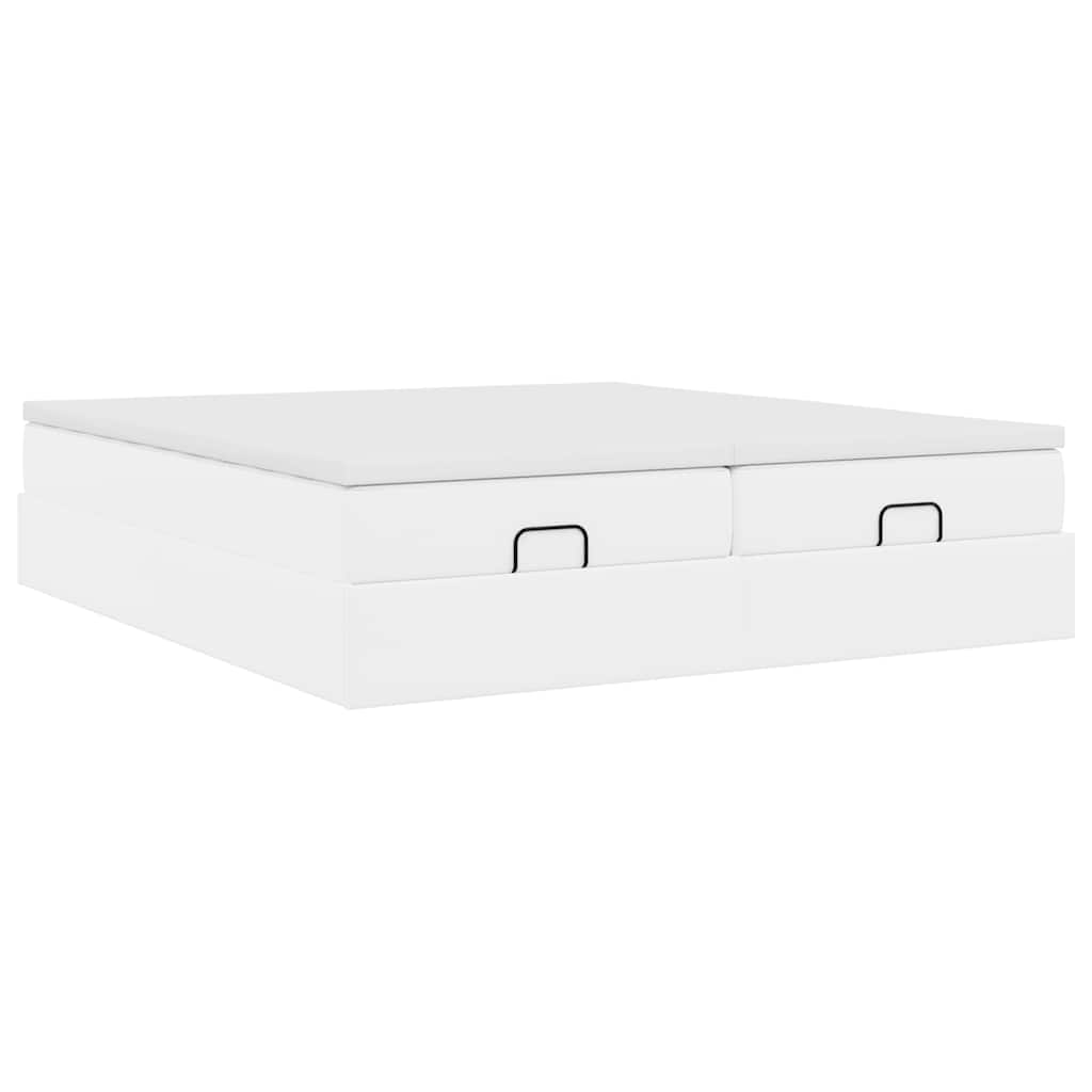 Estrutura de cama otomana com colchão branco couro falso - Image 7