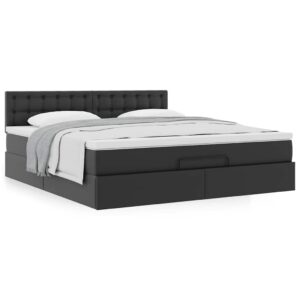 Estrutura de cama otomana com colchão 180x200 cm preta