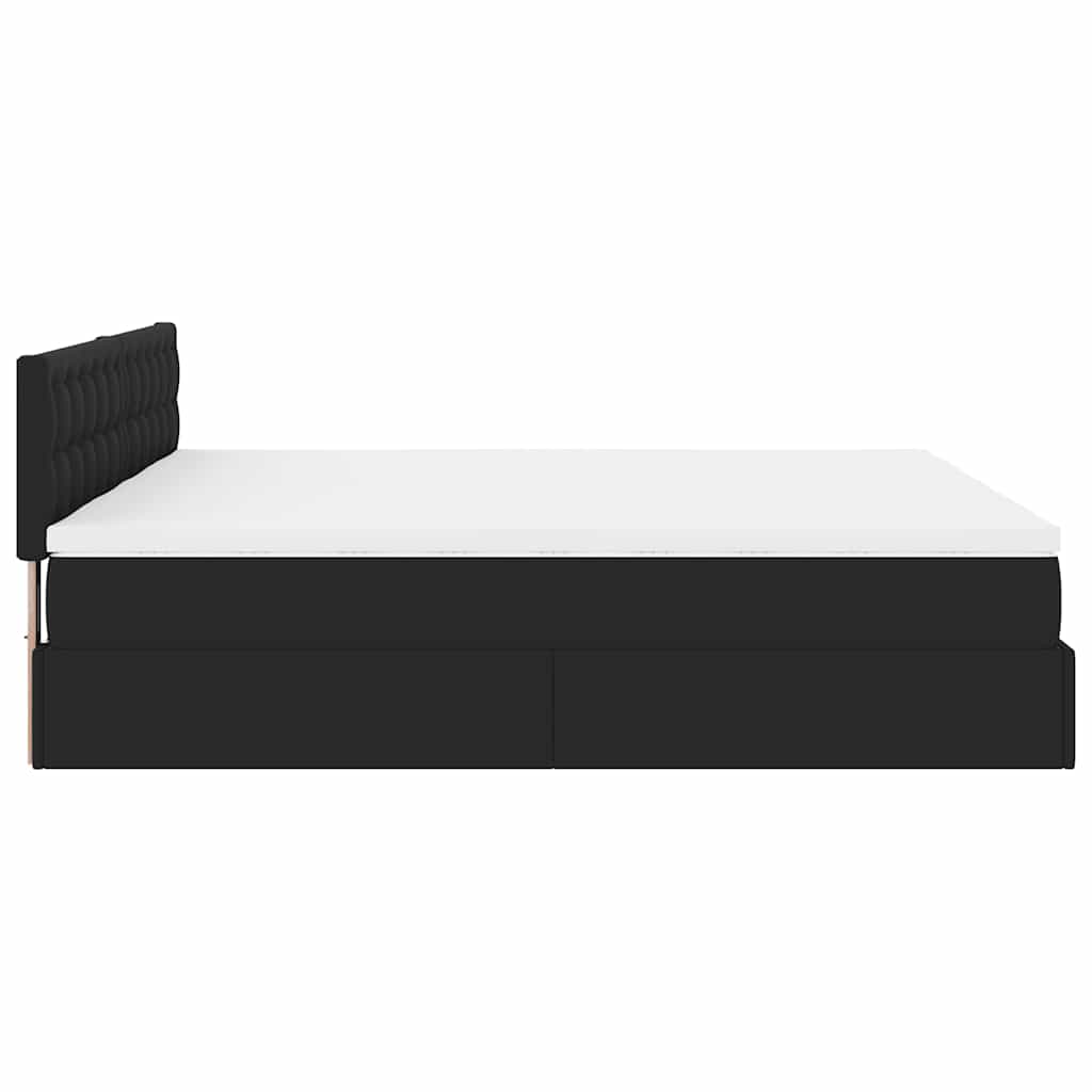 Estrutura de cama otomana com colchões pele artificial preta - Image 7