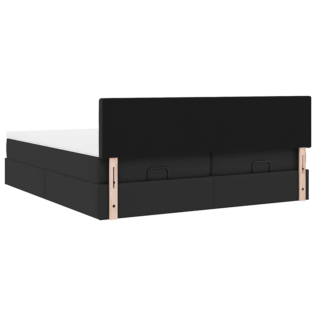Estrutura de cama otomana com colchões pele artificial preta - Image 8