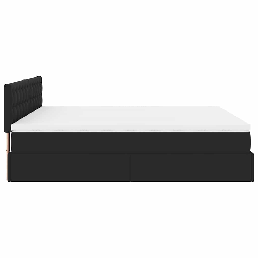 Estrutura de cama otomana com colchões pele artificial preta - Image 7