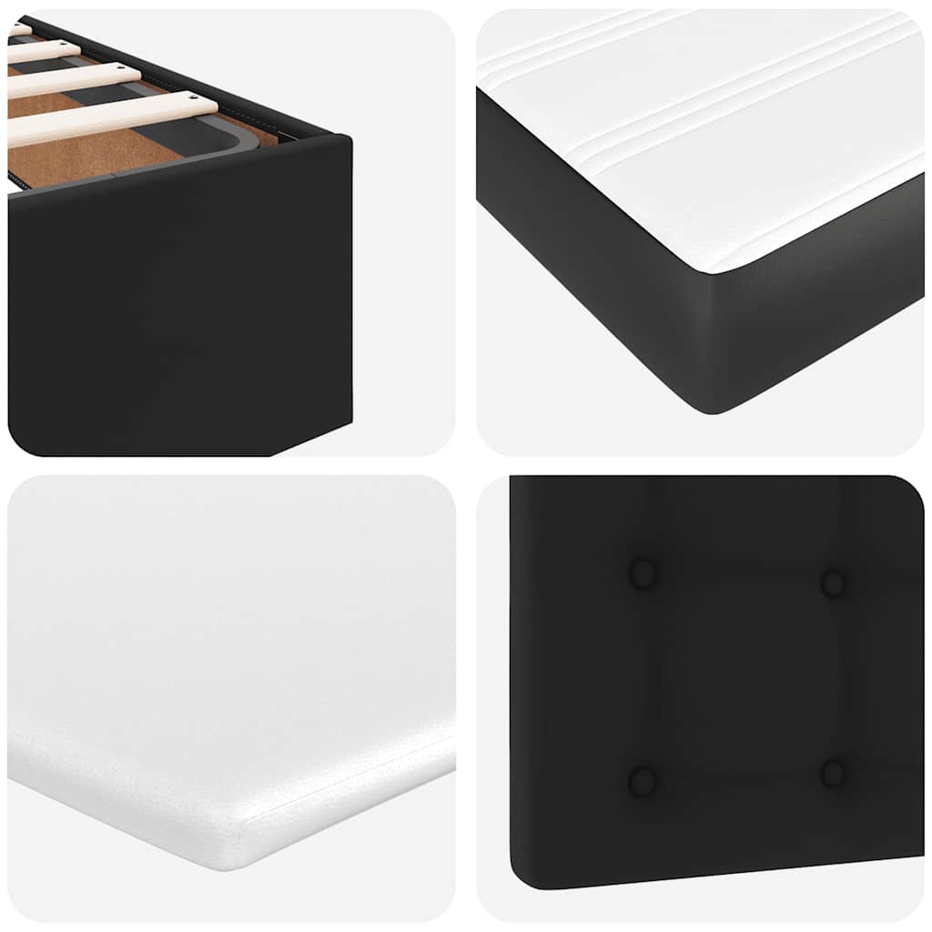 Estrutura de cama otomana com colchões pele artificial preta - Image 10