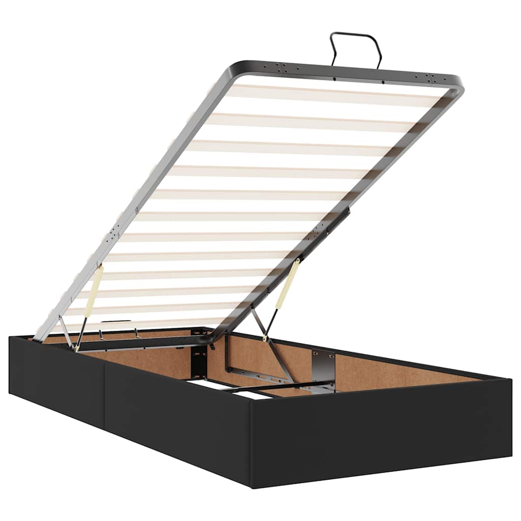 Estrutura de cama otomana com colchões pele artificial preta - Image 9