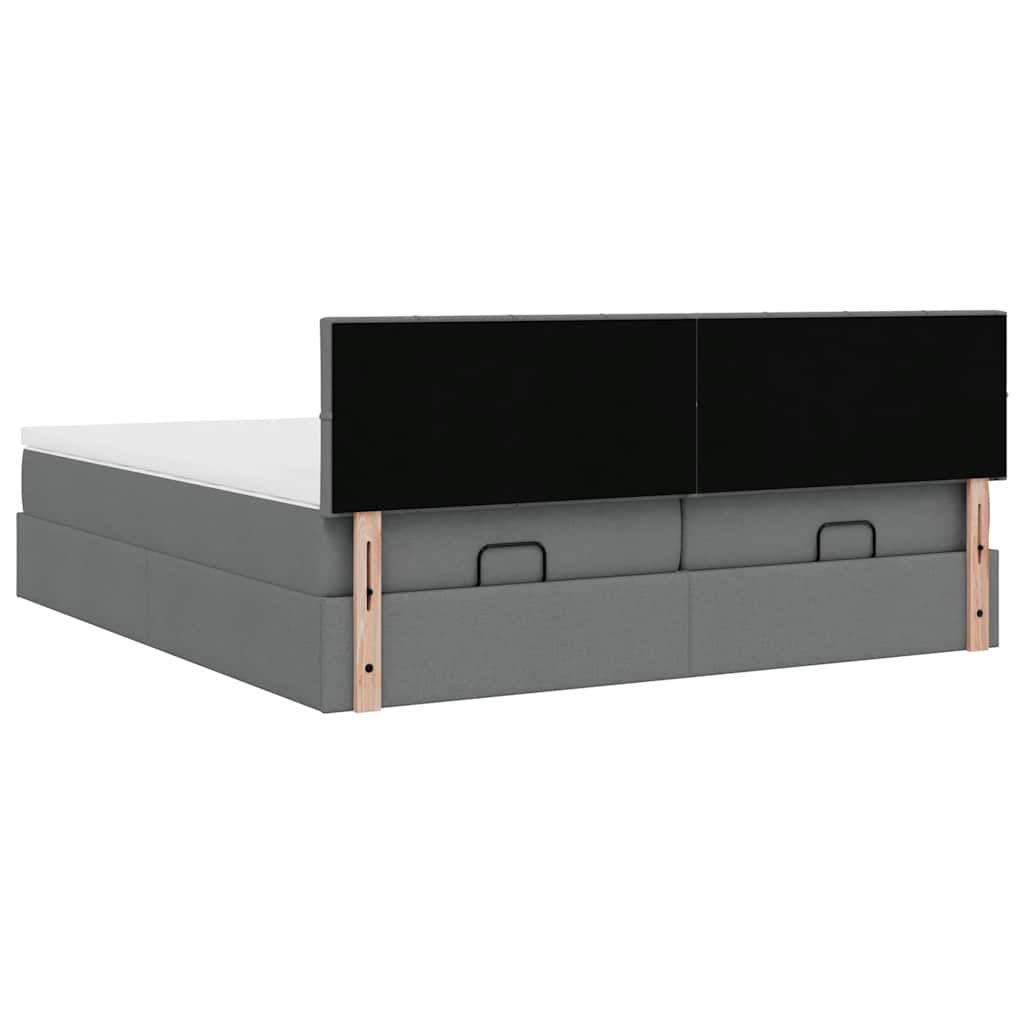 Estrutura de cama otomana com colchões tecido cinzento escuro - Image 8