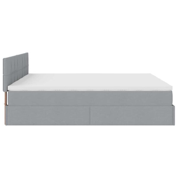 Estrutura de cama otomana com colchões tecido cinzento claro - Image 7