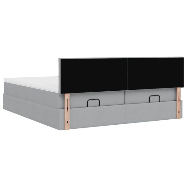 Estrutura de cama otomana com colchões tecido cinzento claro - Image 8