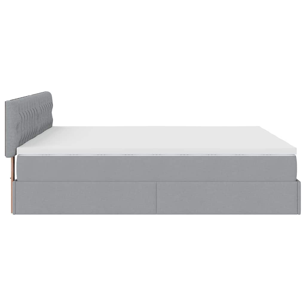 Estrutura de cama otomana com colchões tecido cinzento claro - Image 7