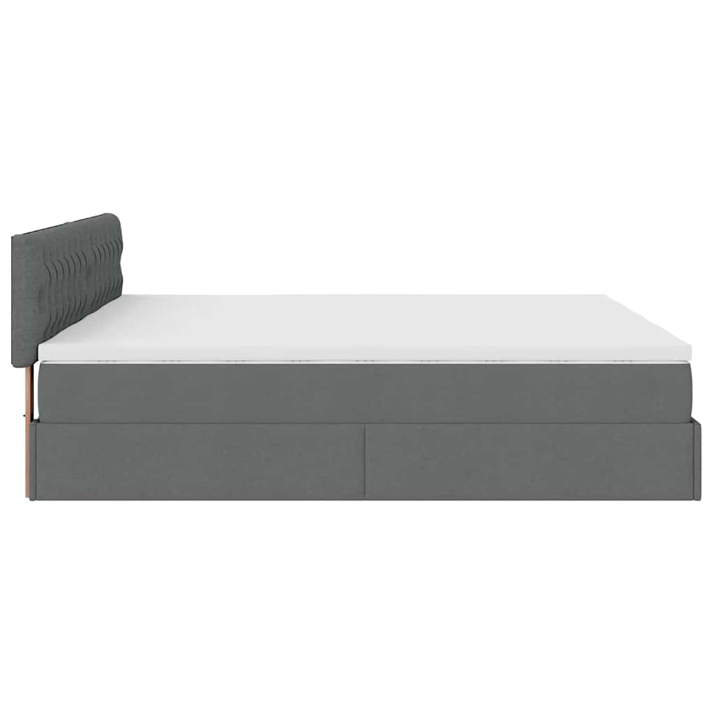 Estrutura de cama otomana com colchões tecido cinzento escuro - Image 7