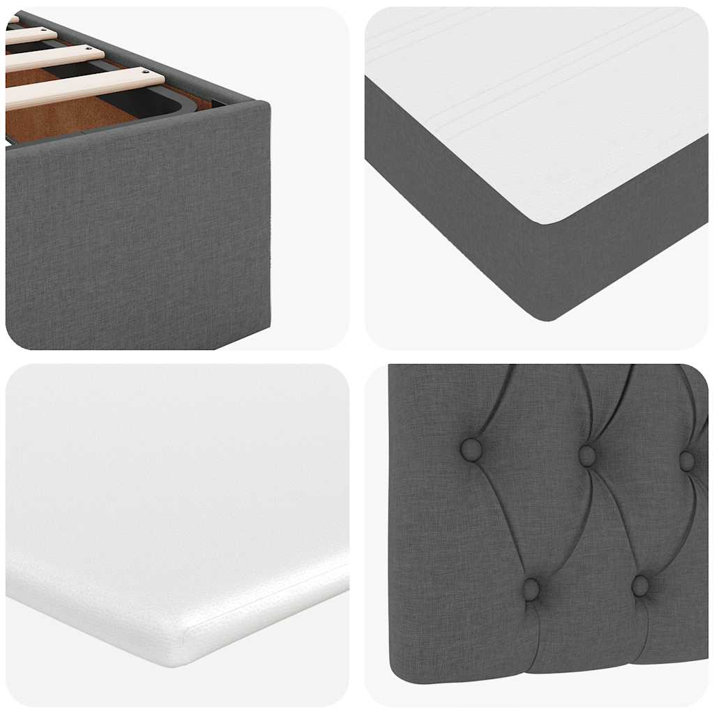 Estrutura de cama otomana com colchões tecido cinzento escuro - Image 10