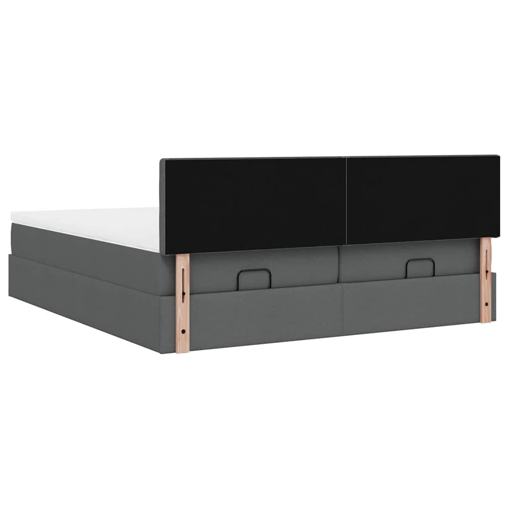 Estrutura de cama otomana com colchões tecido cinzento escuro - Image 8