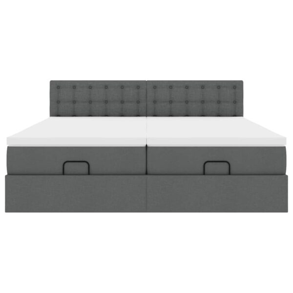 Estrutura de cama otomana com colchões tecido cinzento escuro - Image 10