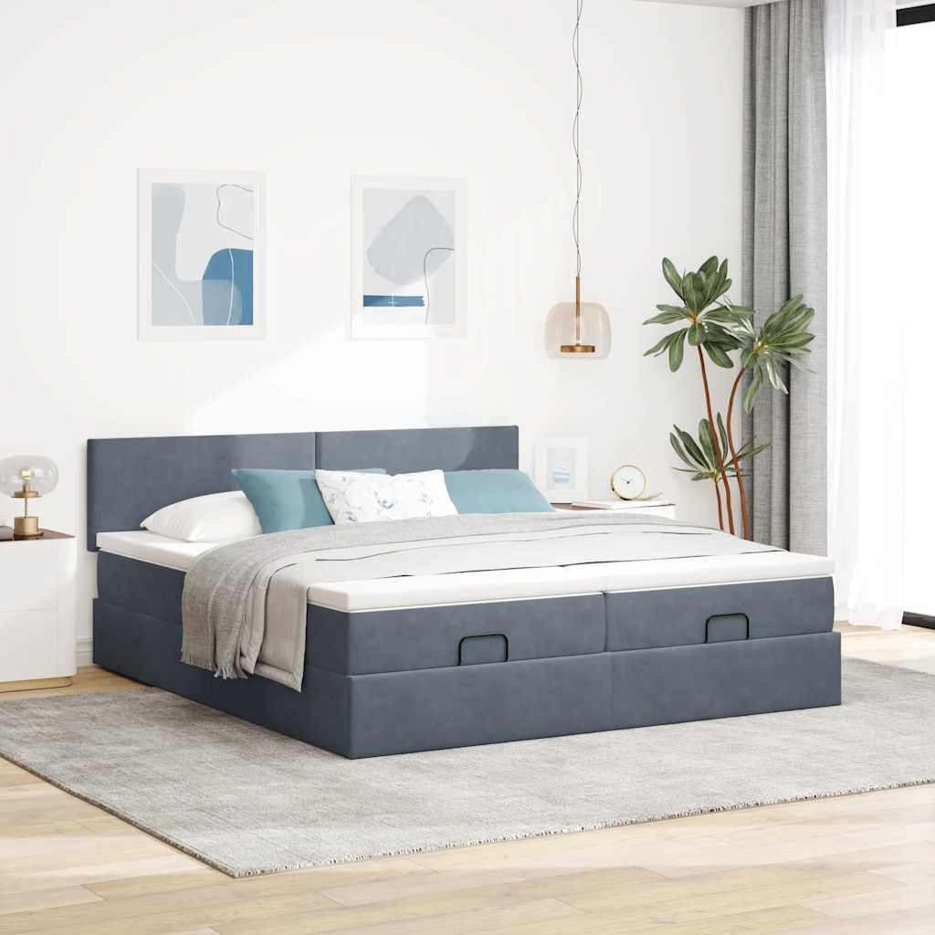 Estrutura cama otomana colchões 180x200 cm cinzento escuro - Image 2