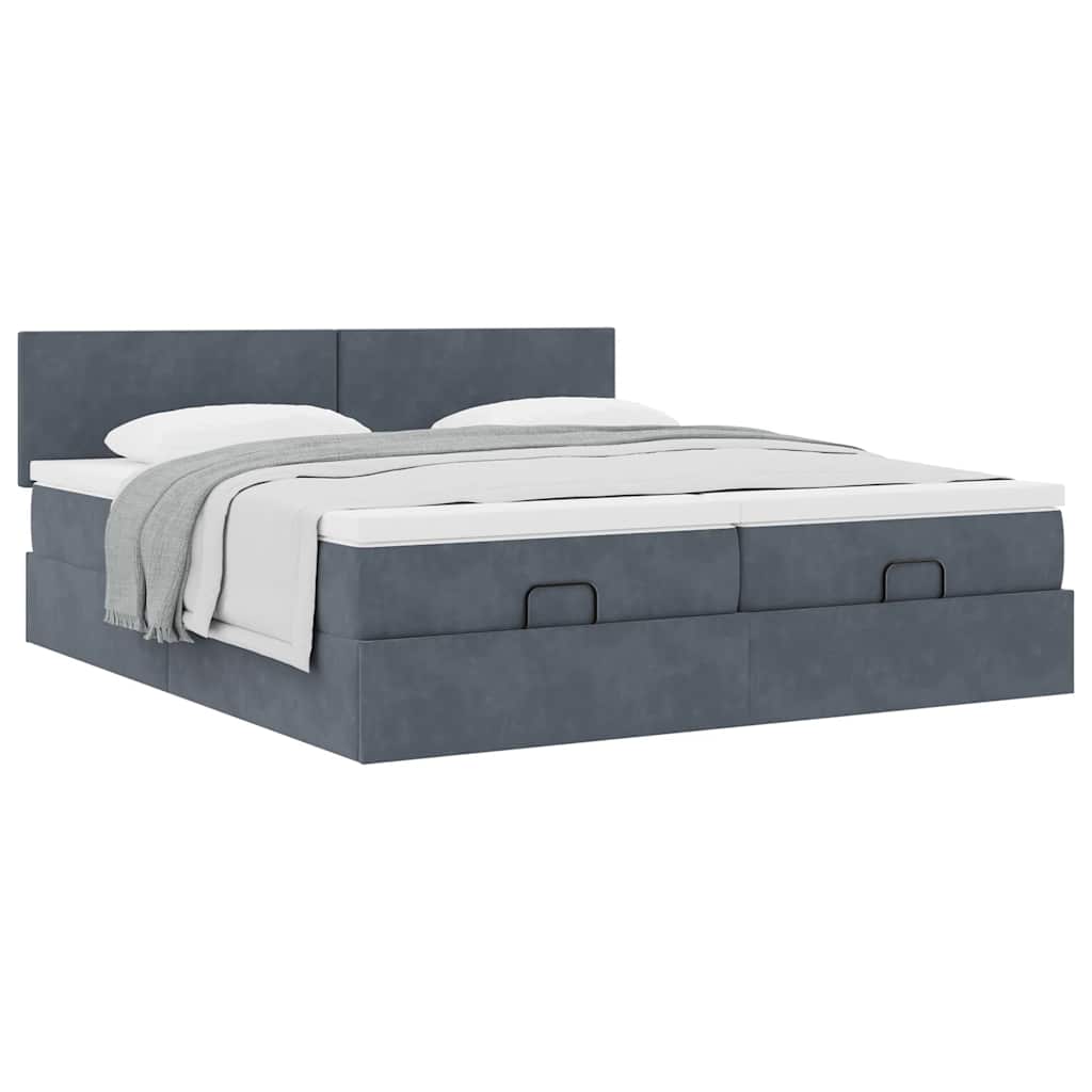 Estrutura cama otomana colchões 180x200 cm cinzento escuro - Image 3