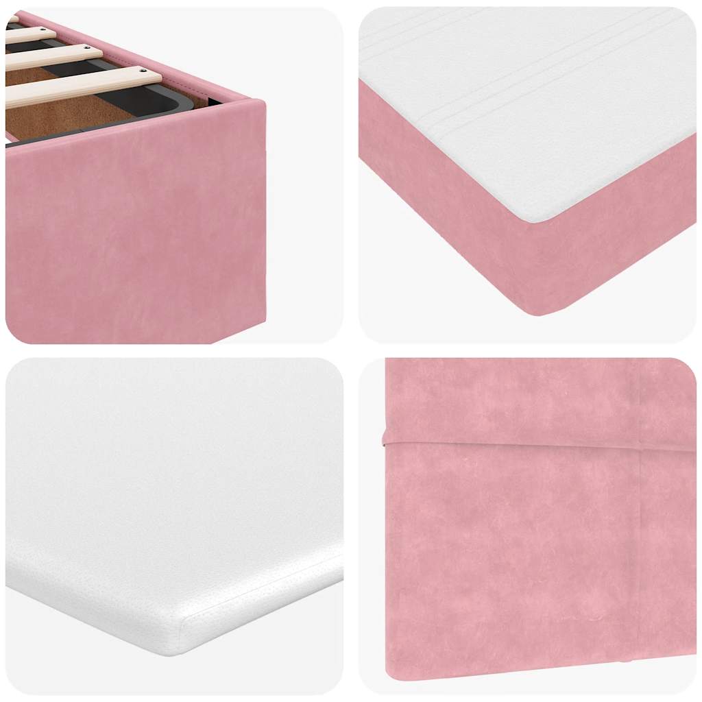 moldura de cama otomana vidaXL com colchão rosa 200x200cm Veludo - Image 10