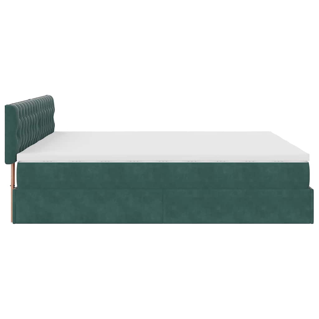 Estrutura de cama otomana com colchão verde escuro veludo - Image 8