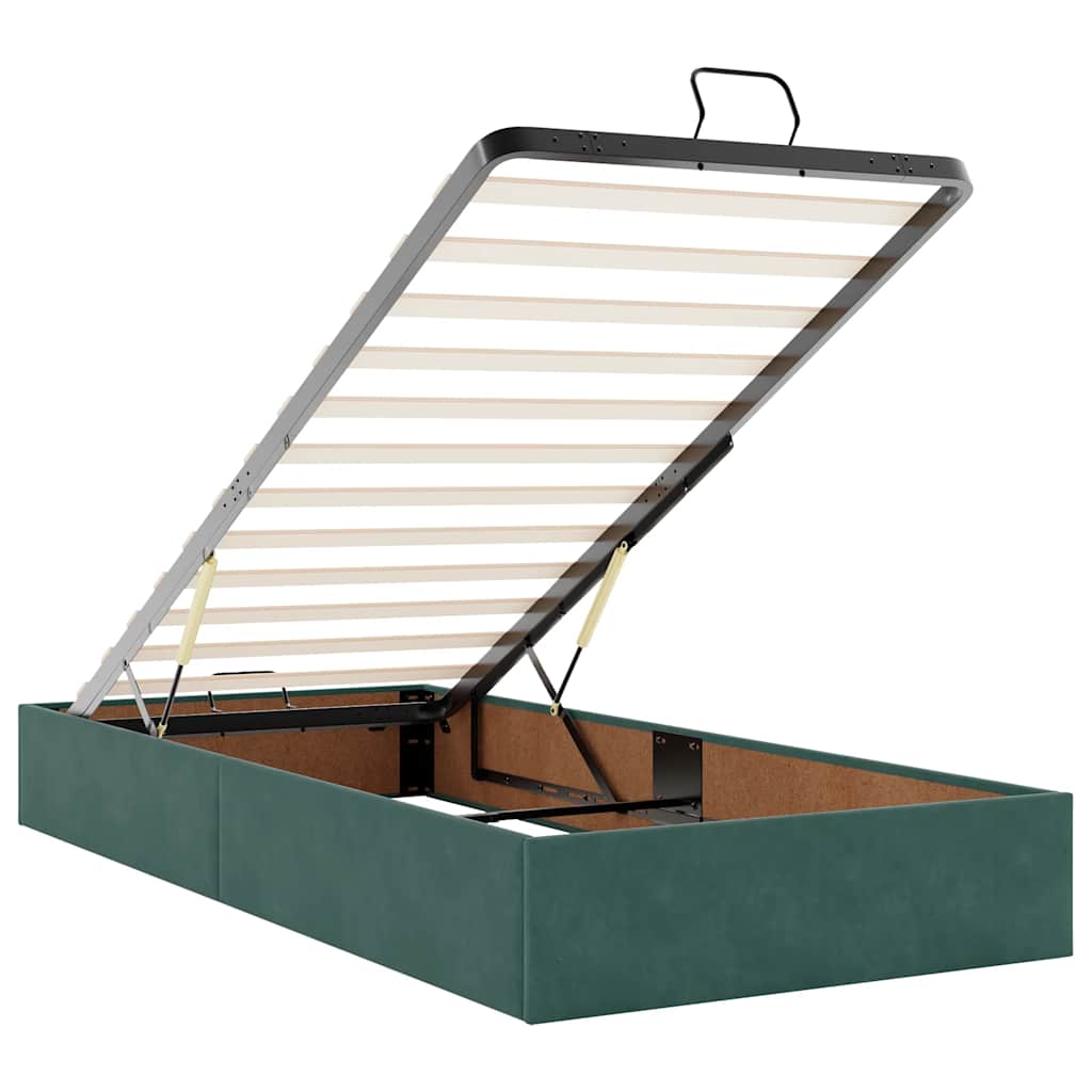 Estrutura de cama otomana com colchão verde escuro veludo - Image 10