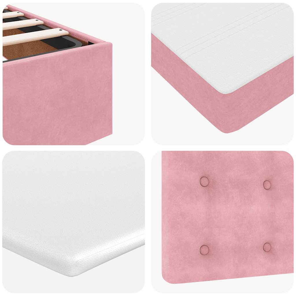 moldura de cama otomana vidaXL com colchão rosa 200x200cm Veludo - Image 10