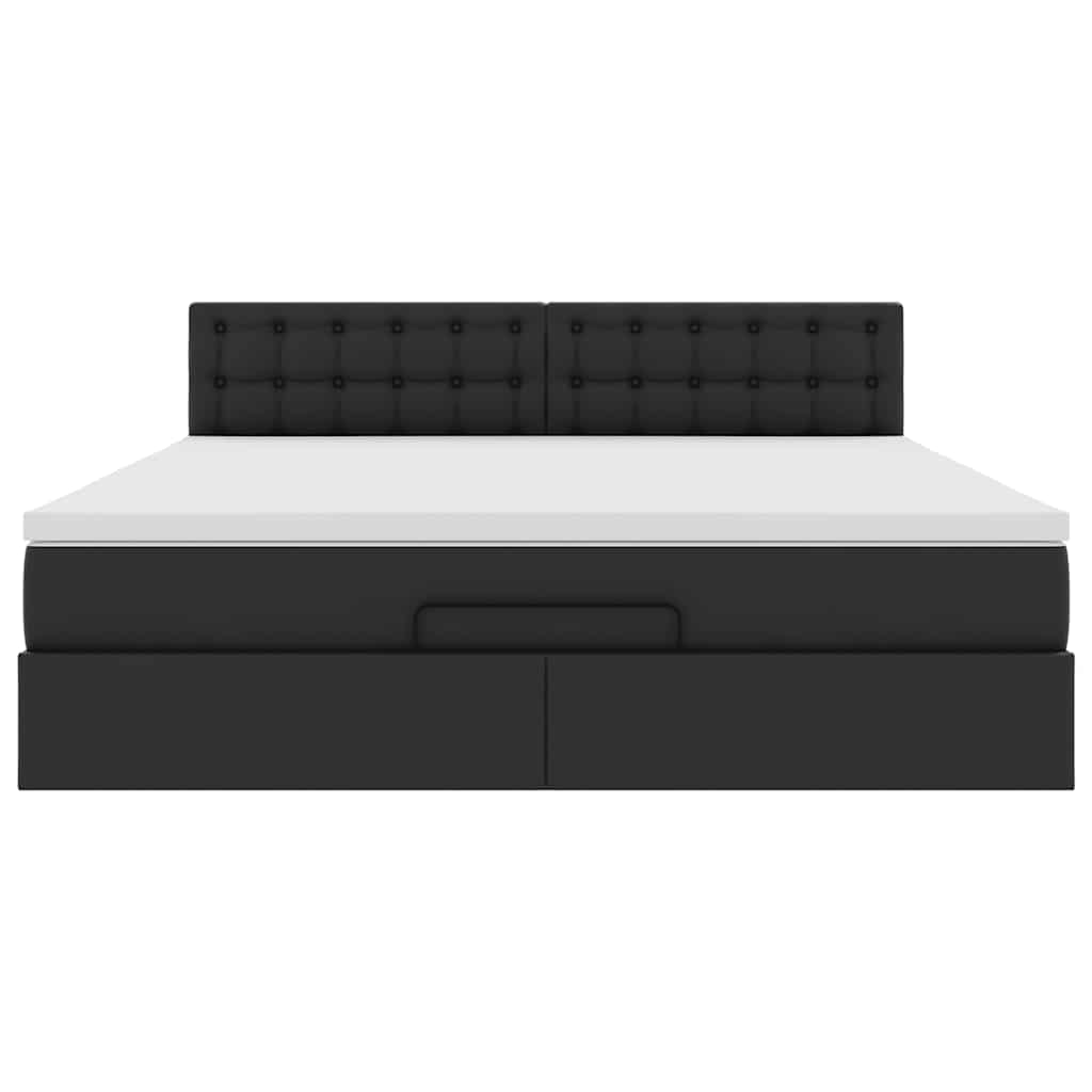 Estrutura de cama otomana com colchão 160x200 cm preta - Image 5