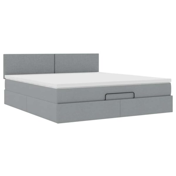 Cama otomana com colchão 160x200 cm tecido cinzento claro - Image 4