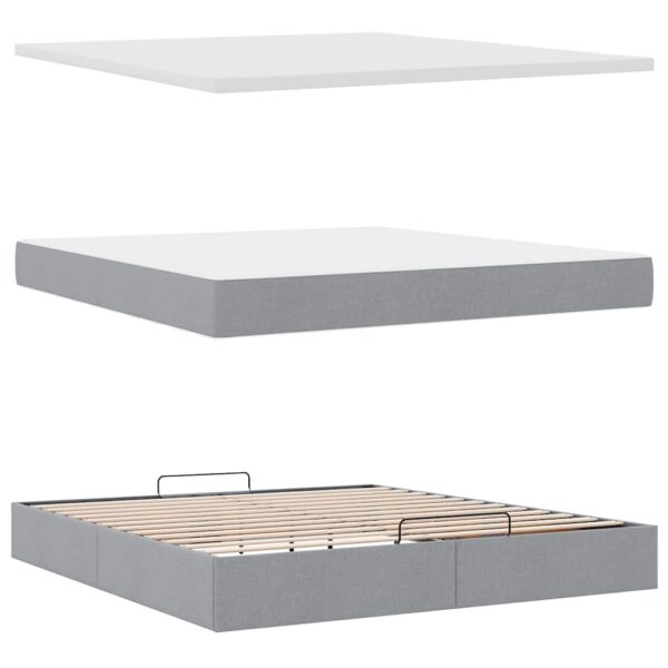 Cama otomana com colchão 160x200 cm tecido cinzento claro - Image 6