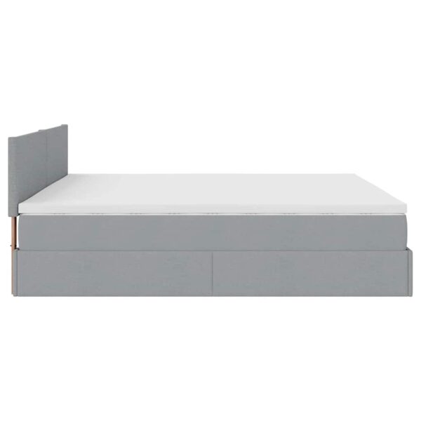 Cama otomana com colchão 160x200 cm tecido cinzento claro - Image 8