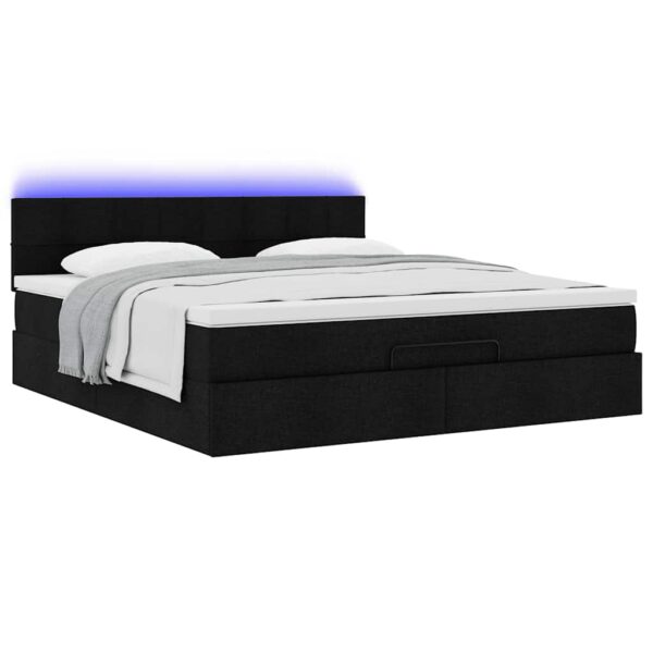 Estrutura de cama otomana com colchão 160x200 cm tecido preto - Image 2