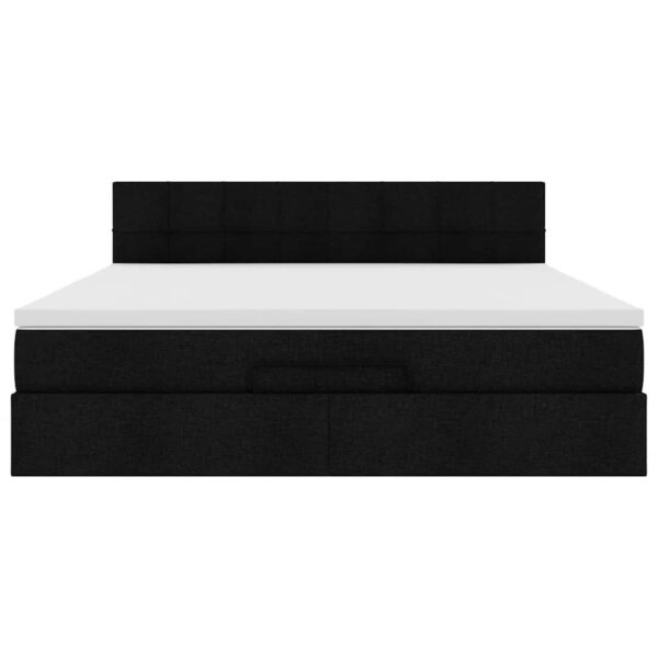 Estrutura de cama otomana com colchão 160x200 cm tecido preto - Image 5