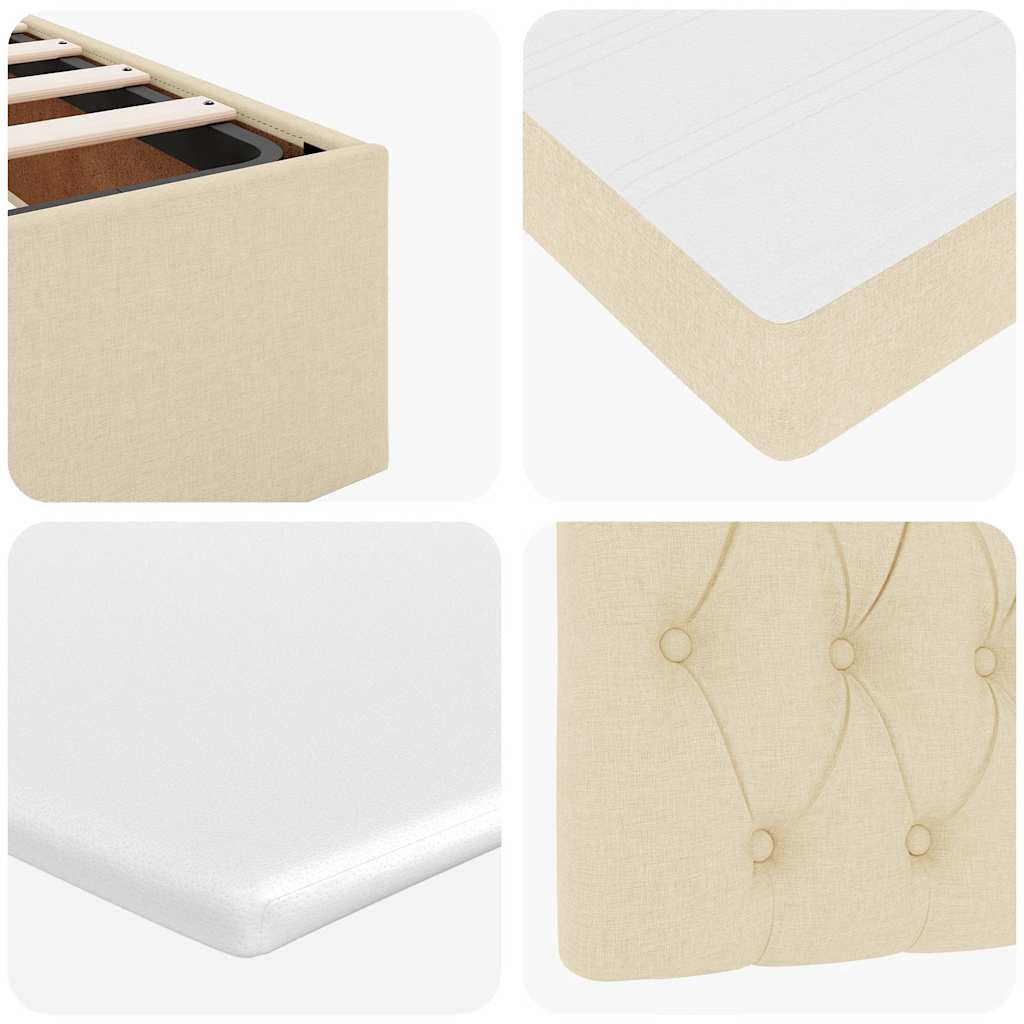 Estrutura de cama otomana com colchão tecido creme 160x200cm - Image 11