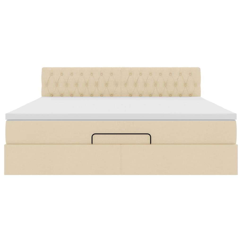 Estrutura de cama otomana com colchão tecido creme 160x200cm - Image 5