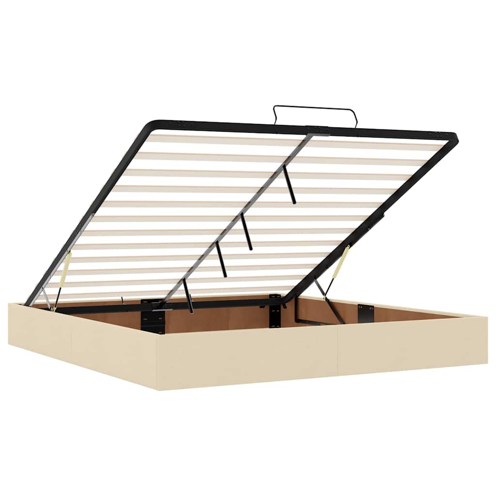 Estrutura de cama otomana com colchão tecido creme 160x200cm - Image 10