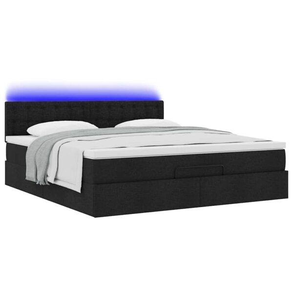 Estrutura de cama otomana com colchão 180x200 cm tecido preto - Image 2
