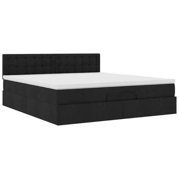 Estrutura de cama otomana com colchão 180x200 cm tecido preto - Image 4