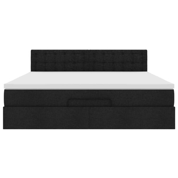 Estrutura de cama otomana com colchão 180x200 cm tecido preto - Image 5