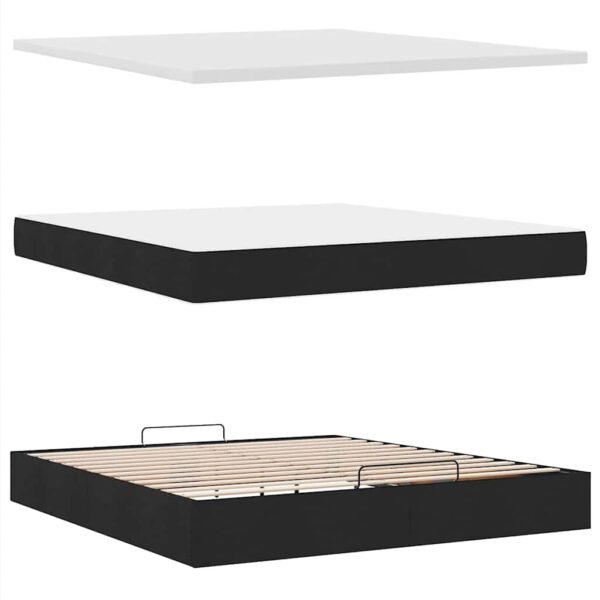 Estrutura de cama otomana com colchão 180x200 cm tecido preto - Image 6