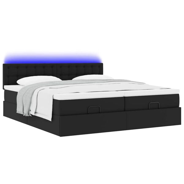 Estrutura de cama otomana com colchões pele artificial preta - Image 2
