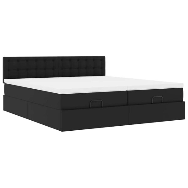 Estrutura de cama otomana com colchões pele artificial preta - Image 4