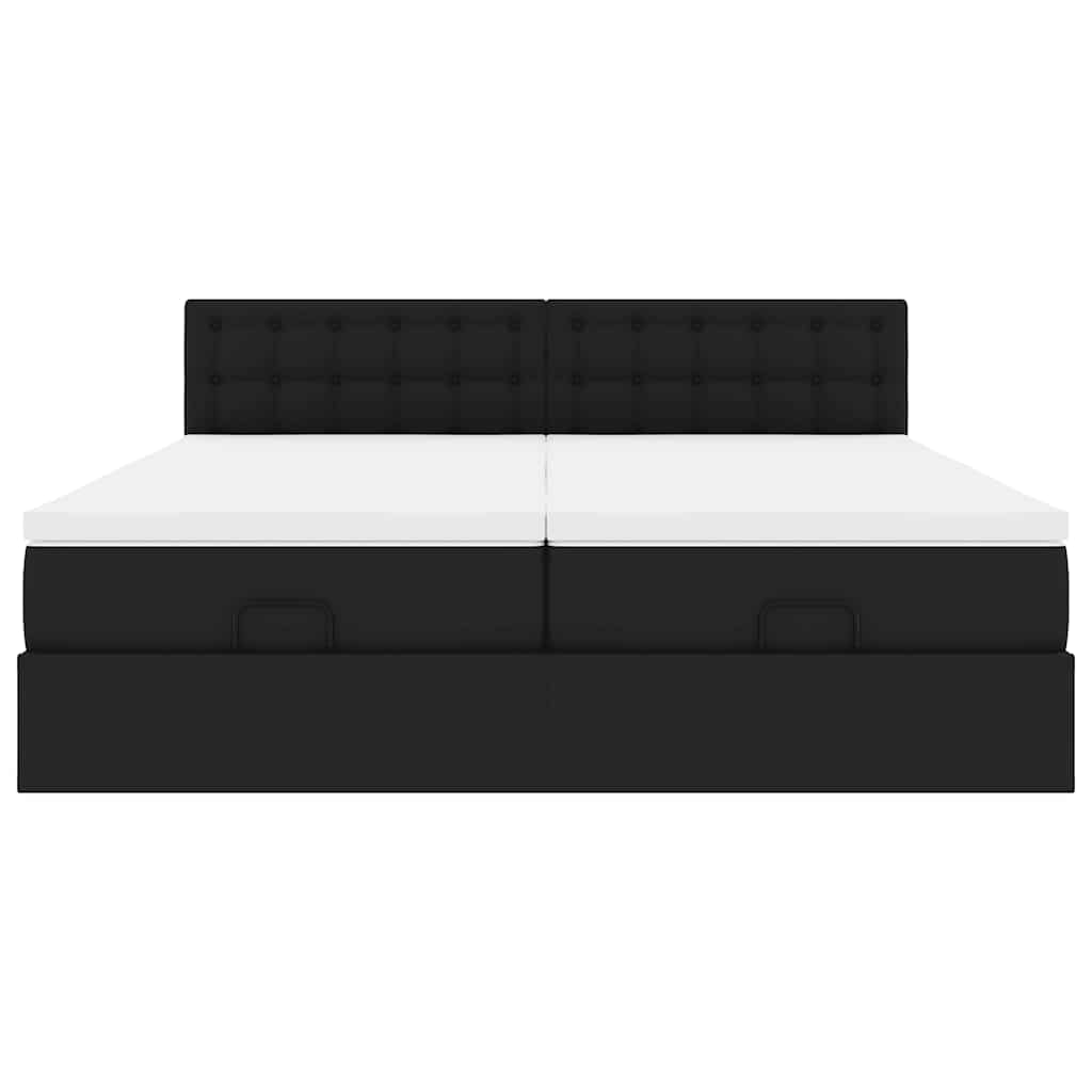 Estrutura de cama otomana com colchões pele artificial preta - Image 5