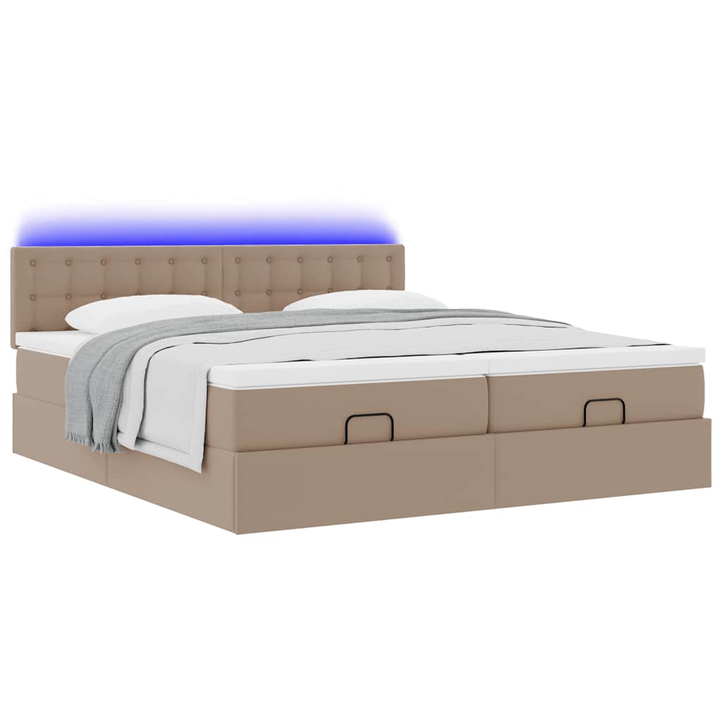 Estrutura de cama otomana com colchões cappucino pele sintética - Image 2