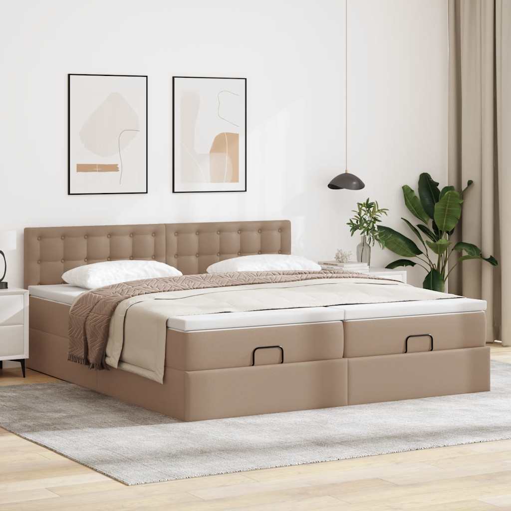 Estrutura de cama otomana com colchões cappucino pele sintética - Image 3