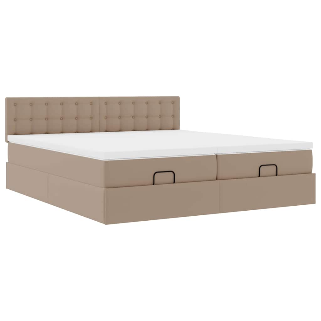 Estrutura de cama otomana com colchões cappucino pele sintética - Image 4