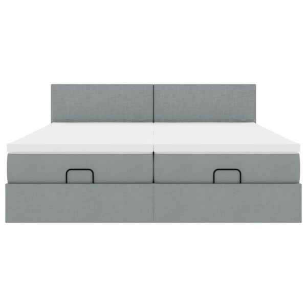 Estrutura de cama otomana com colchões tecido cinzento claro - Image 5