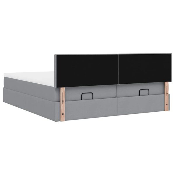 Estrutura de cama otomana com colchões tecido cinzento claro - Image 9