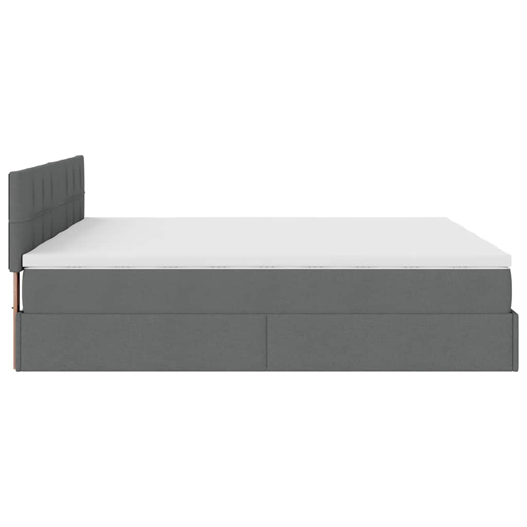 Estrutura de cama otomana com colchões tecido cinzento escuro - Image 8