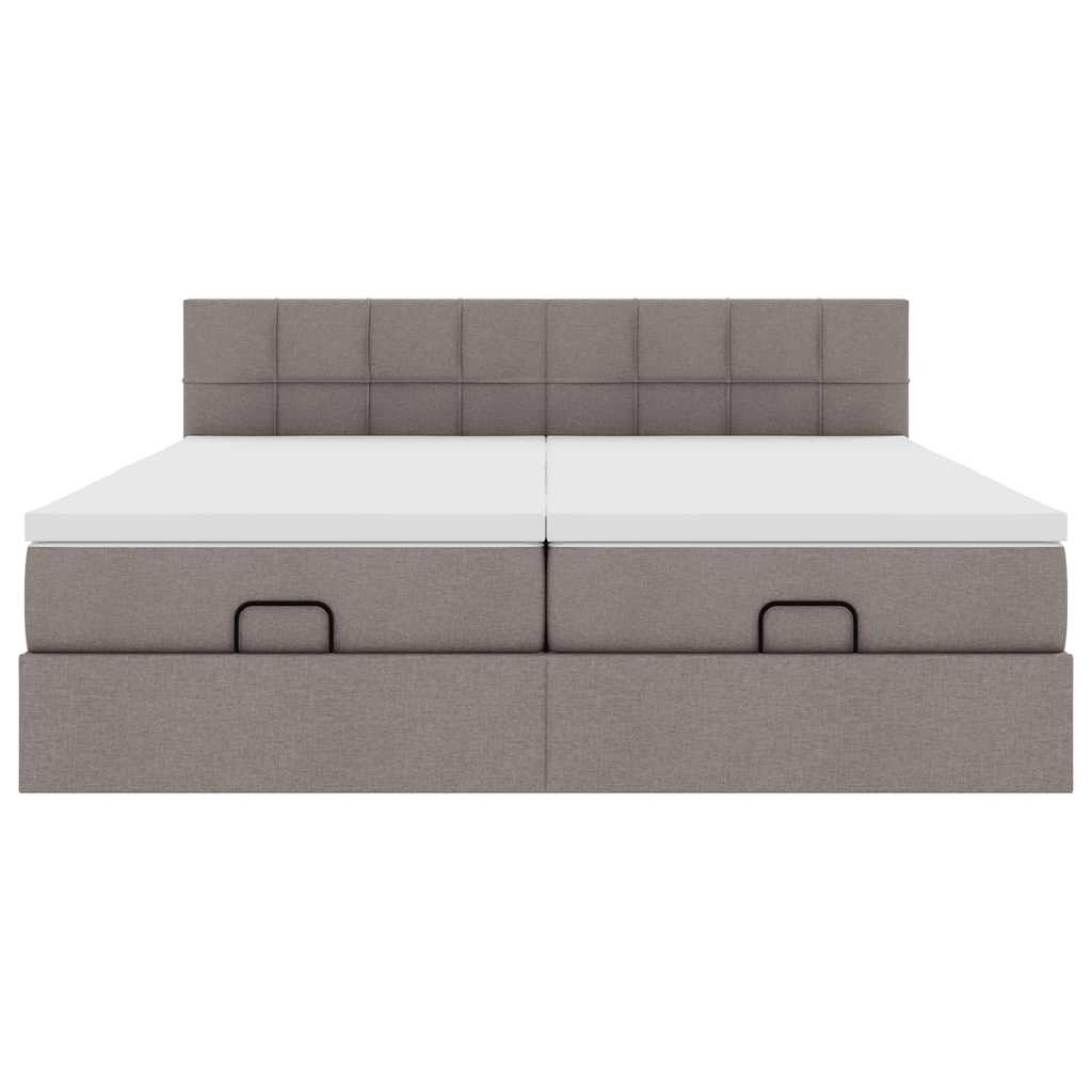 Estrutura de cama otomana com colchões tecido cinzento - Image 5