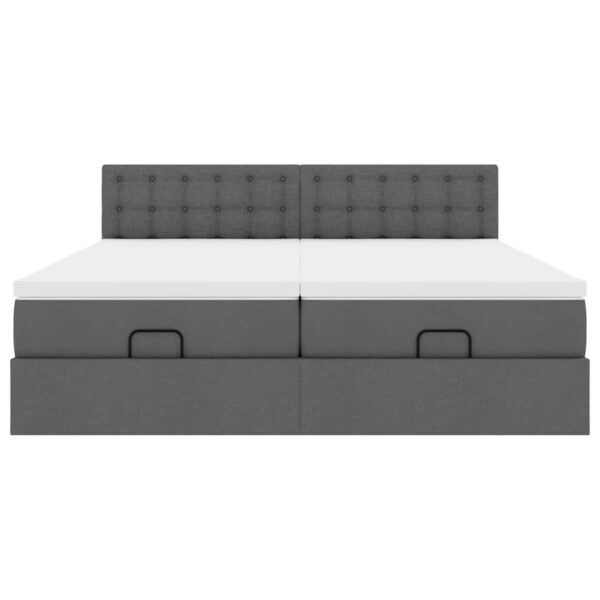 Estrutura de cama otomana com colchões tecido cinzento escuro - Image 5