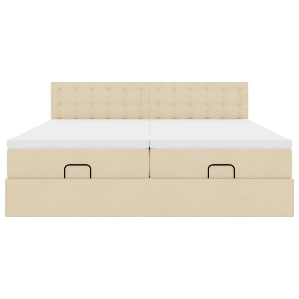 Estrutura de cama otomana com colchões tecido creme 180x200cm - Image 5