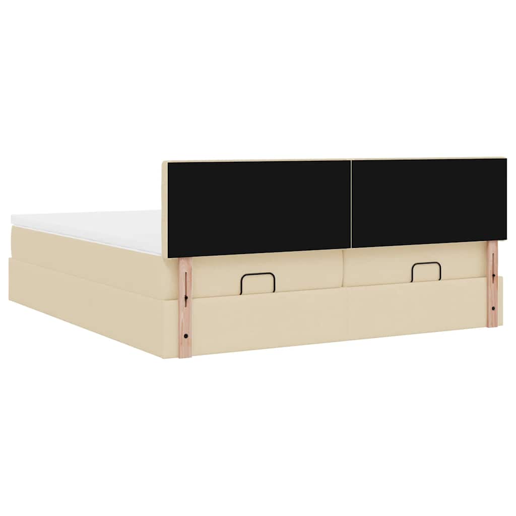 Estrutura de cama otomana com colchões tecido creme 180x200cm - Image 9