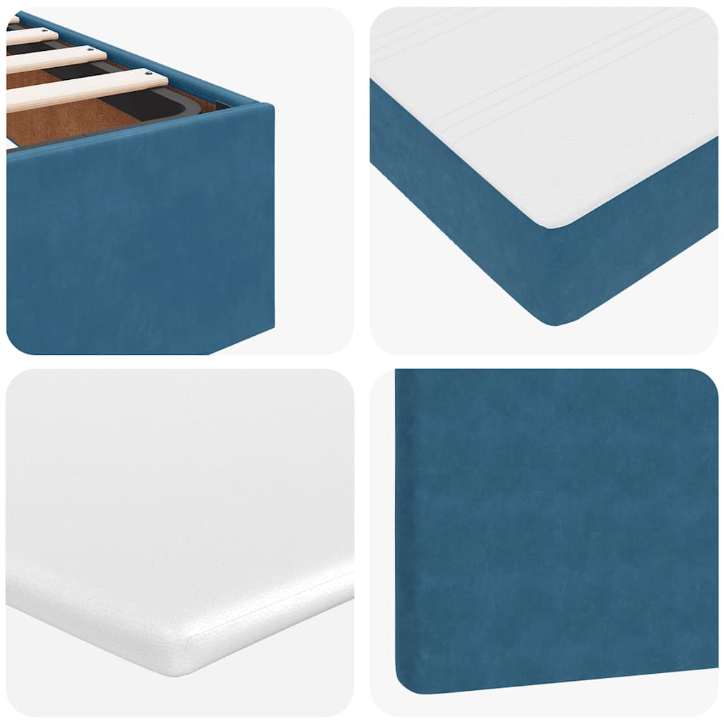 Estrutura de cama otomana com colchão azul escuro veludo - Image 11
