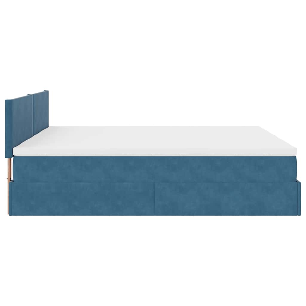 Estrutura de cama otomana com colchão azul escuro veludo - Image 8