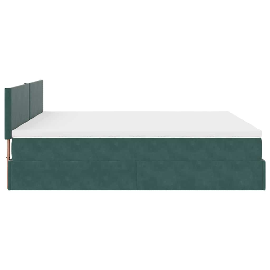 Estrutura de cama otomana com colchão verde escuro veludo - Image 8